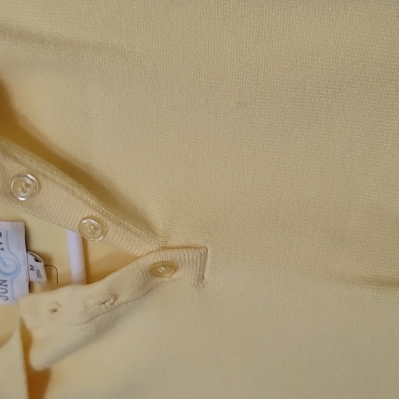 Francesca's Women's Lea Button Front Polo Yellow Crop Sweater - Picture 6 of 8